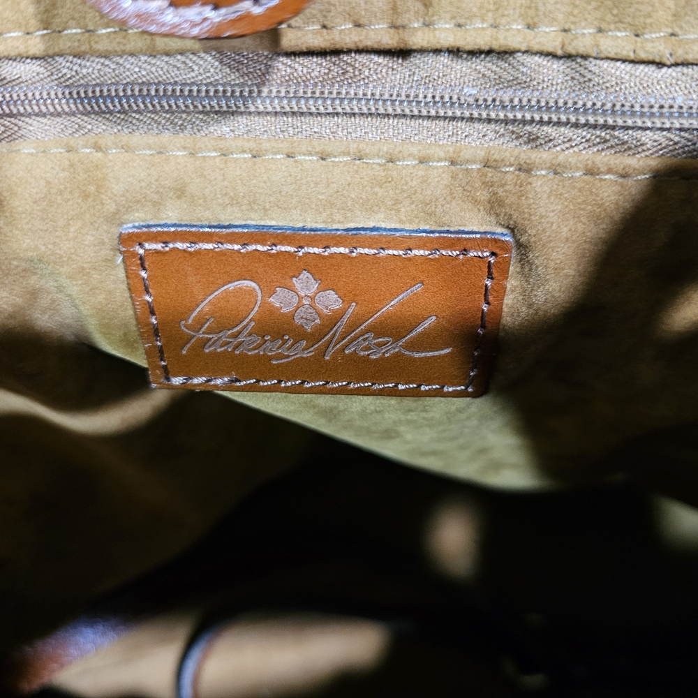 Patricia Nash Chestnut Brown Leather Tote with Brass Accents - Picture 5 of 10